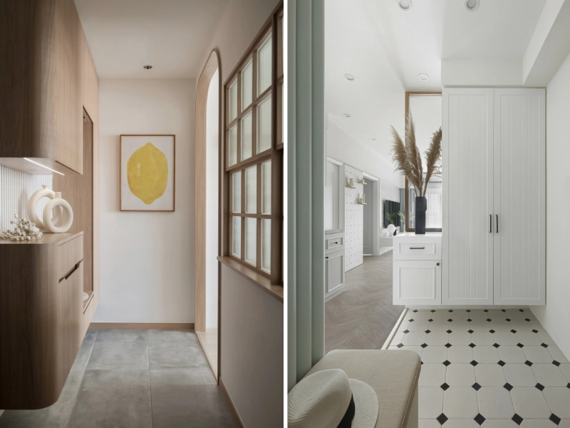 新屋裝潢收納，玄關與鞋櫃一體化